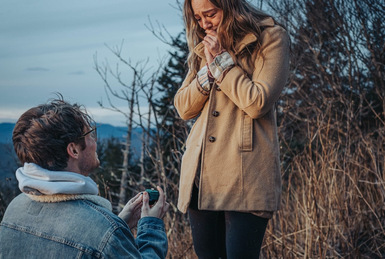 man proposing to his wife