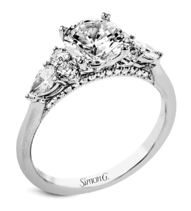 18K White Gold Three Stone Engagement Ring by Simon G.