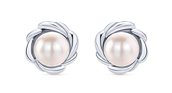 a pair of sterling silver pearl stud earrings by Gabriel & Co.