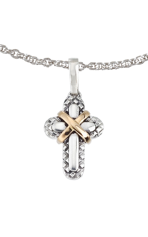 Sterling Silver (925) and 18K Yellow Gold Cross Necklace 001-640-00264