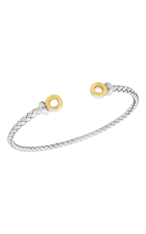 Sterling Silver (925) and 18K Yellow Gold Bangle Bracelet 001-610-01026