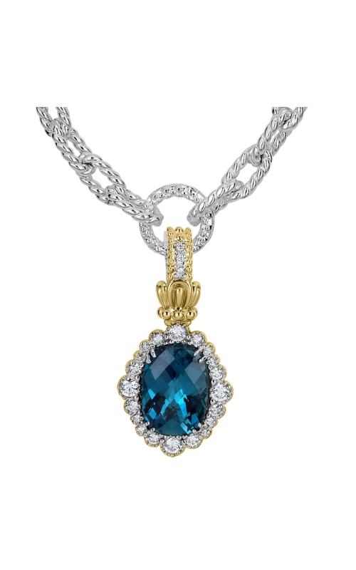 14K Yellow Gold and Sterling Silver (925) Gemstone and Pendant Necklace 001-855-00389