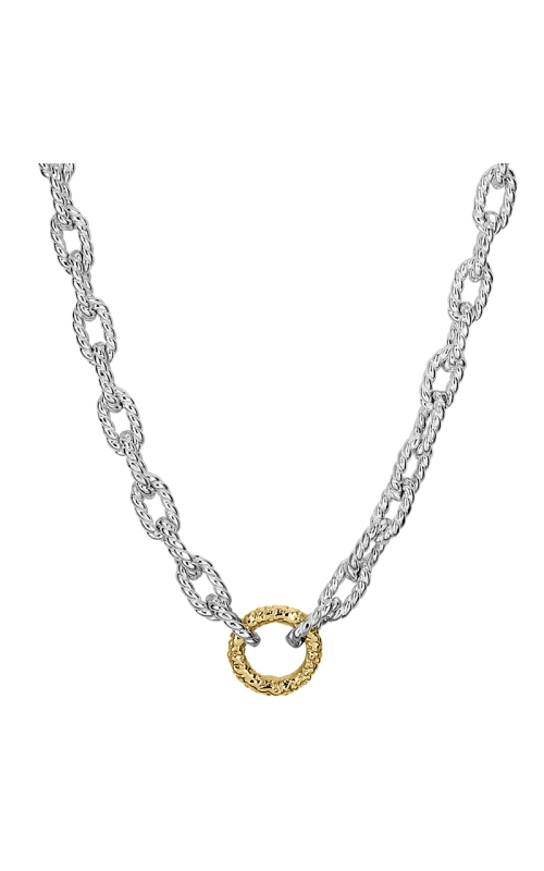 14K Yellow Gold and Sterling Silver (925) Circle Necklace 001-855-00392