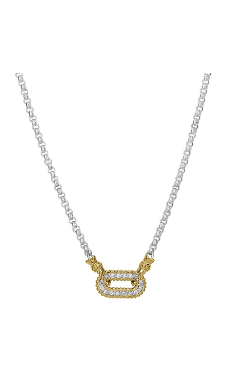 14K Yellow Gold and Sterling Silver (925) Diamond Necklace 001-855-00393