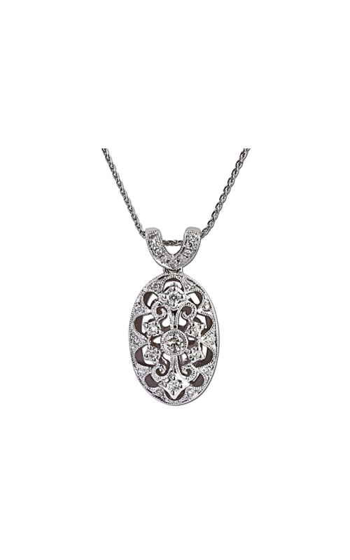 14K White Gold Diamond and Pendant Necklace 001-165-00053