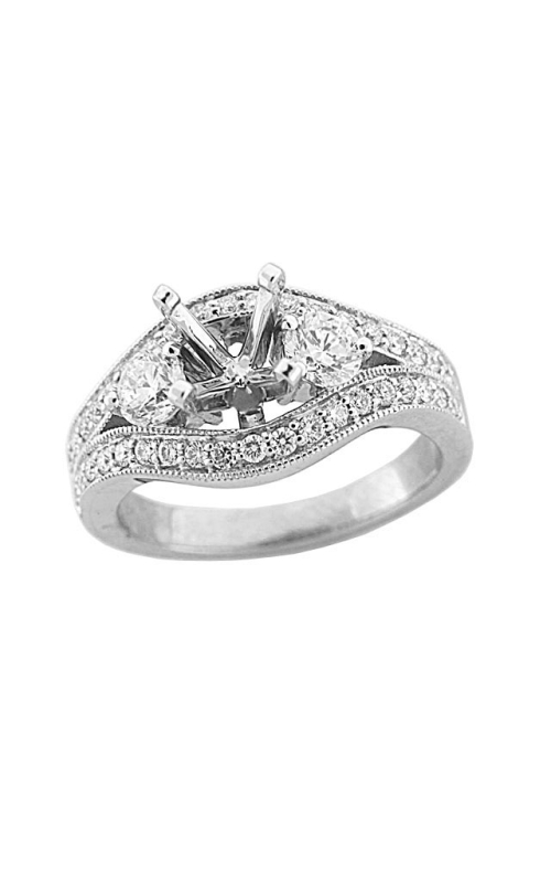 14K White Gold Three Stone Engagement Ring 001-140-00042