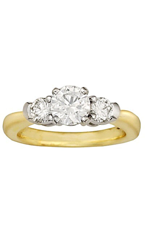 18K Yellow Gold and Platinum Three Stone Engagement Ring 001-140-00205