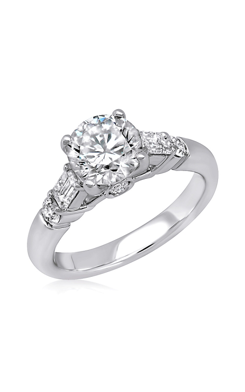 18K White Gold Sidestone Engagement Ring 001-140-00175